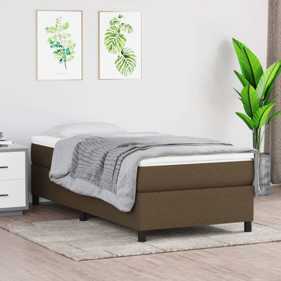 The Living Store Boxspringbed donkerbruin 203 x 90 x 35 cm multiplex lattenbodem pocketvering matras middelharde ondersteuning huidvriendelijk topmatras montagehandleiding inclusief