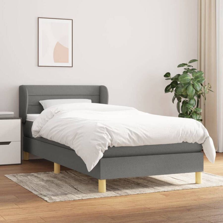 The Living Store Boxspringbed Donkergrijs 203 x 103 x 78 88 cm Pocketvering matras Middelharde ondersteuning Huidvriendelijk topmatras Inclusief montagehandleiding