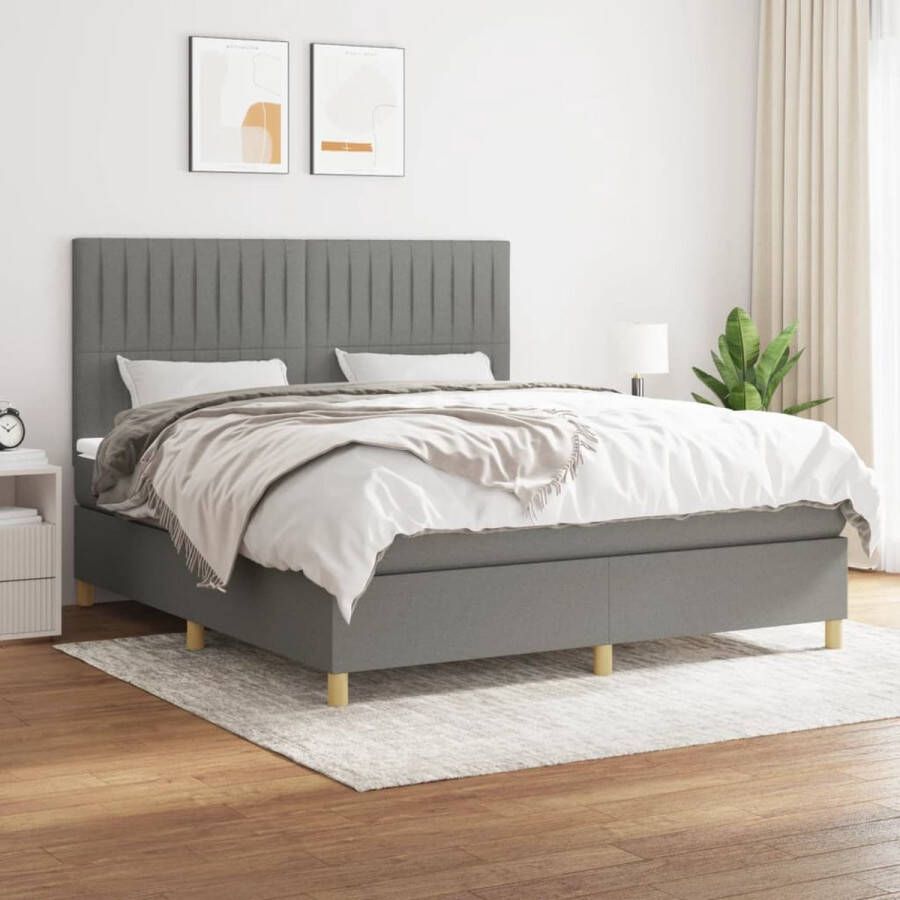 The Living Store Boxspringbed Donkergrijs 203 x 180 x 118 128 cm Met Verstelbaar Hoofdbord Pocketvering Matras Middelharde Ondersteuning Huidvriendelijk Topmatras Inclusief Montagehandleiding