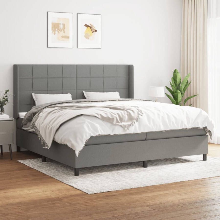 The Living Store Boxspringbed Donkergrijs 203 x 203 x 118 128 cm Pocketvering Matrassen Middelharde Ondersteuning Huidvriendelijk Topmatras Boxspringbed Boxspring Tweepersoonsbed Donker Grijs Bed Pocketed Spring Mattress