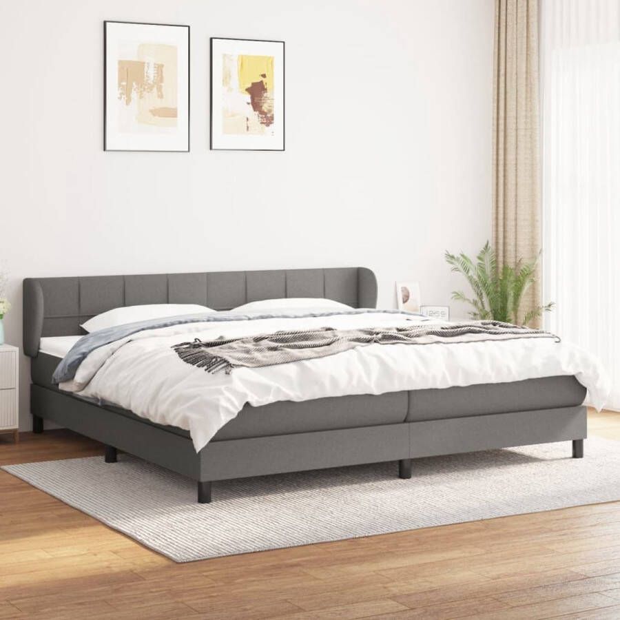 The Living Store Boxspringbed Donkergrijs 203x203x78 88 cm Pocketvering matras Middelharde ondersteuning
