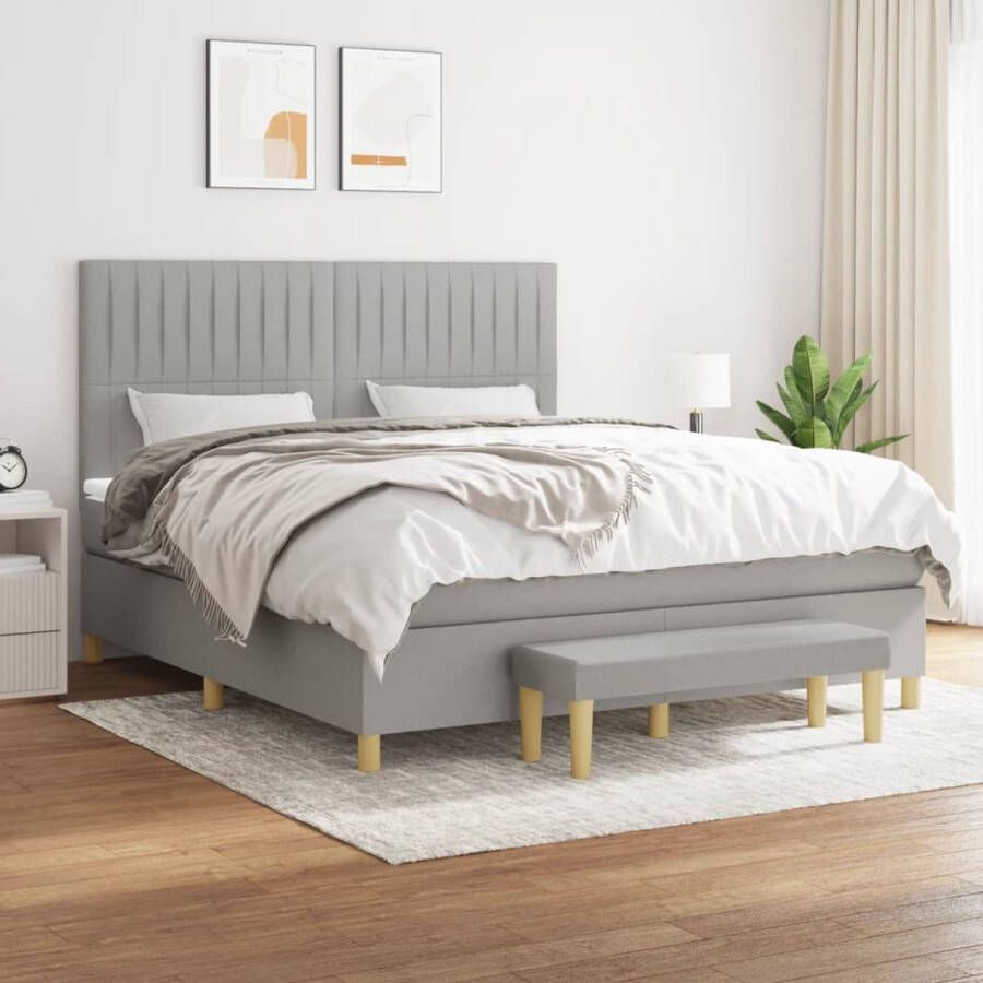 The Living Store Boxspringbed Duurzaam 180x200cm Middelharde ondersteuning Boxspringbed Boxspring Slaapkamerinrichting Tweepersoonsbed Grijs Bed - Foto 2