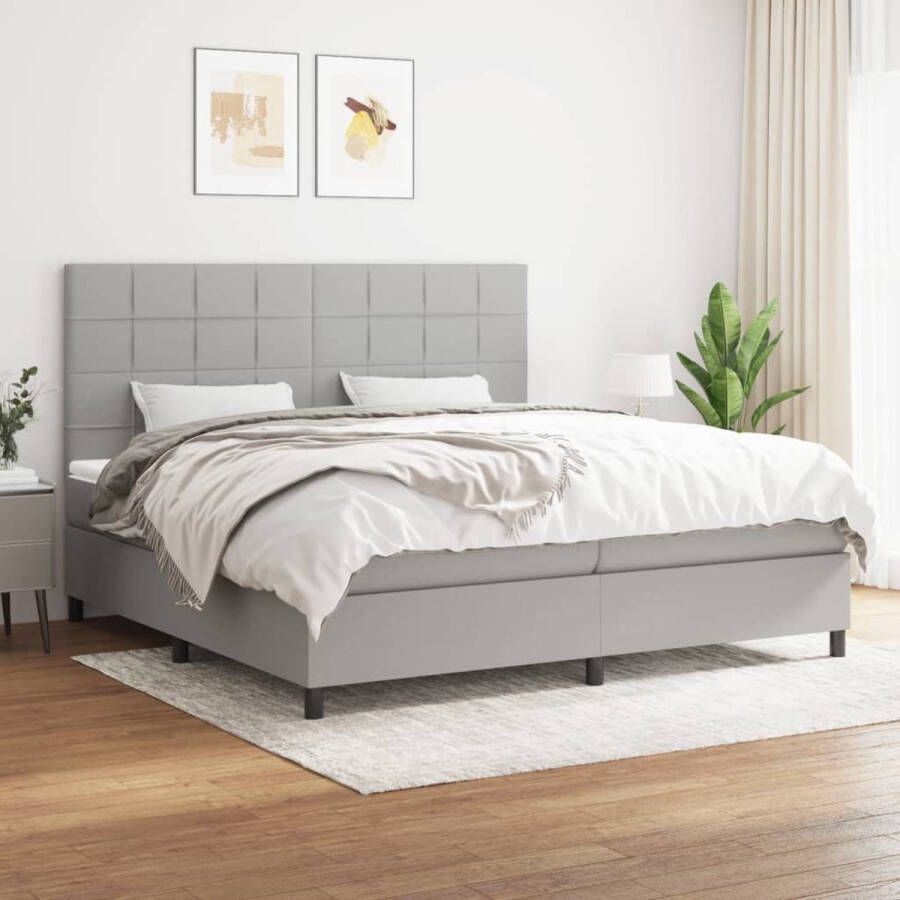 The Living Store Boxspringbed Duurzaam Afmeting 203x200x118 128 cm Middelharde ondersteuning Huidvriendelijk topmatras Boxspringbed Boxspring Tweepersoonsbed Bed Kopen Grijs Bed - Foto 2