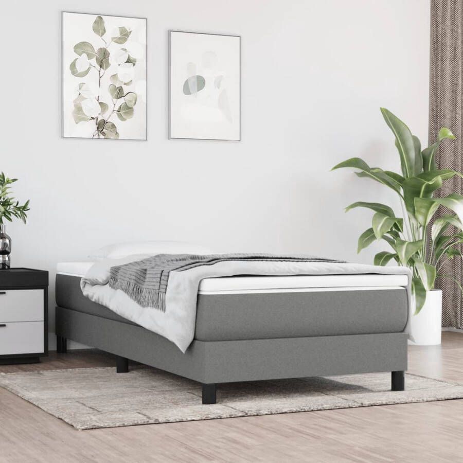 The Living Store Boxspringbed Duurzaam donkergrijs bedframe Pocketvering matras Middelharde ondersteuning Huidvriendelijk topmatras Multiplex lattenbodem Afmetingen- 203 x 80 x 25 cm (L x B x H)