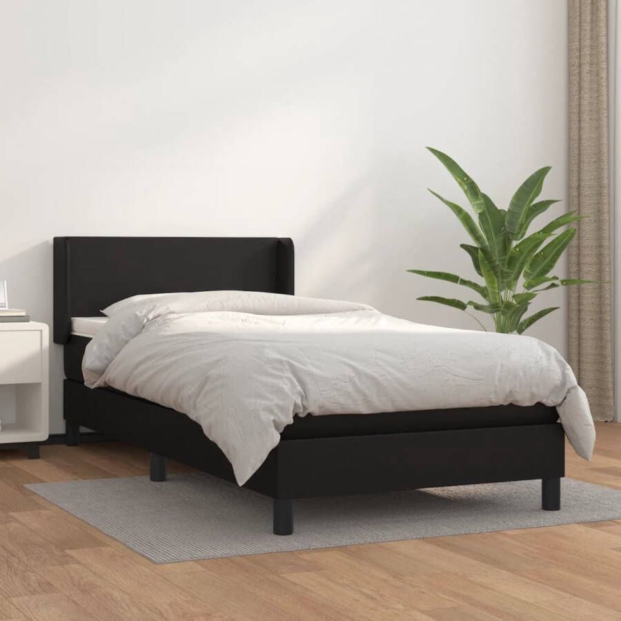 The Living Store Boxspringbed Duurzaam Kunstleer 100 x 200 Hoofdbord Verstelbaar Boxspringbed Kunstleder Bed Tweepersoonsbed Boxspring Hoofdbord Verstelbaar - Foto 2