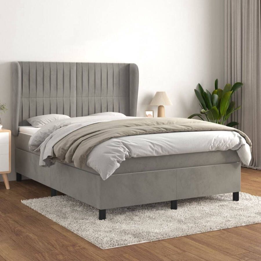 The Living Store Boxspringbed fluweel 193x147x78 88 cm met verstelbaar hoofdbord pocketvering matras middelharde ondersteuning huidvriendelijk topmatras Boxspringbed Fluweel Bed Slaapcomfort Boxspring Tweepersoonsbed