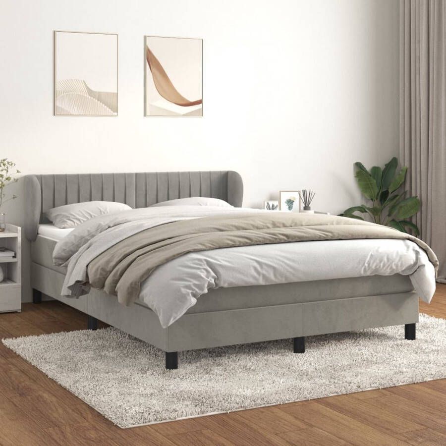 The Living Store Boxspringbed fluweel 203 x 147 x 78 88 cm pocketvering middelharde ondersteuning huidvriendelijk topmatras Boxspringbed Fluweel Bed Slaapcomfort Boxspring Tweepersoonsbed