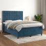 The Living Store Boxspringbed Fluweel Donkerblauw 140 x 190 x 118 128 cm Pocketvering Middelharde ondersteuning Huidvriendelijk Inclusief matras en topmatras - Thumbnail 1