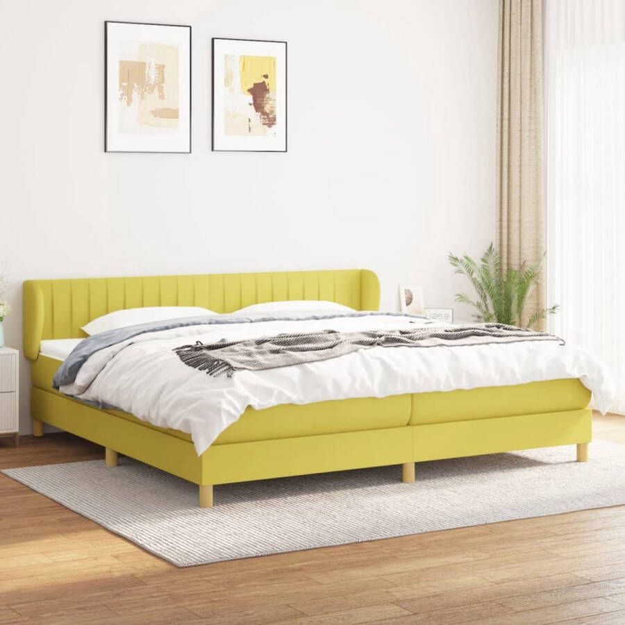 The Living Store Boxspringbed Groen 203 x 203 x 78 88 cm Pocketvering matras Middelharde ondersteuning Huidvriendelijk topmatras