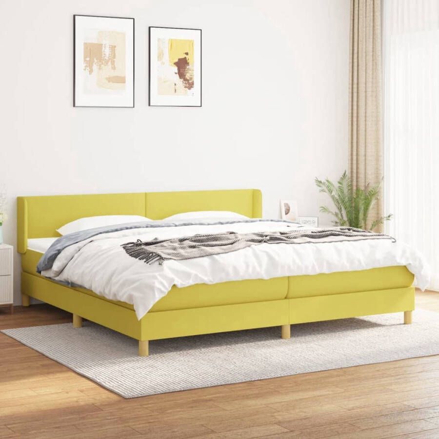 The Living Store Boxspringbed Groen 203x203x78 88 cm Pocketvering Matras Middelharde Ondersteuning