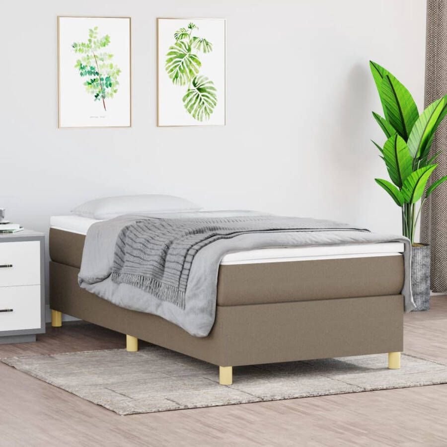 The Living Store Boxspringbed Inclusief Matras en Topmatras Taupe 193 x 90 x 35 cm Huidvriendelijk en Duurzaam Boxspringbed Boxspring Tweepersoonsbed Slaapcomfort Taupecolor