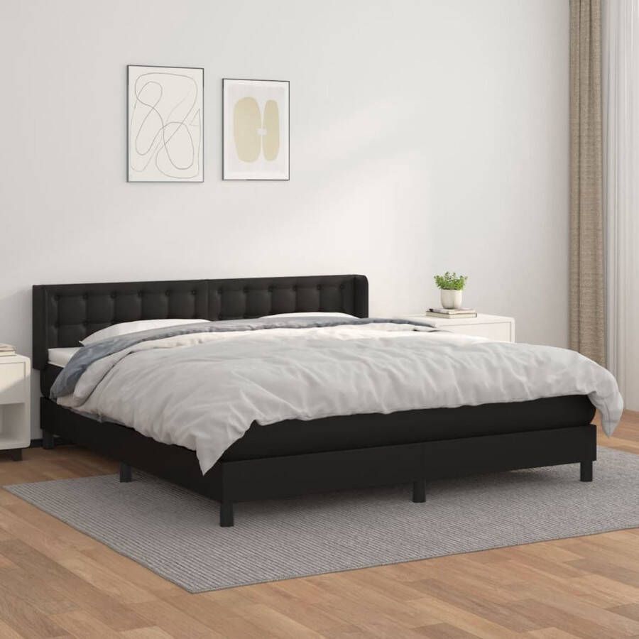 The Living Store Boxspringbed Kunstleer Pocketvering 160 x 200 cm Boxspringbed Boxspring Lederlook Kunstleder Tweepersoonsbed - Foto 2