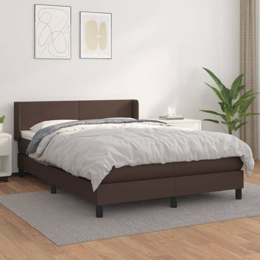 The Living Store Boxspringbed Kunstleer Pocketvering Matras Middelharde Ondersteuning Huidvriendelijk Topmatras 193x147x78 88cm