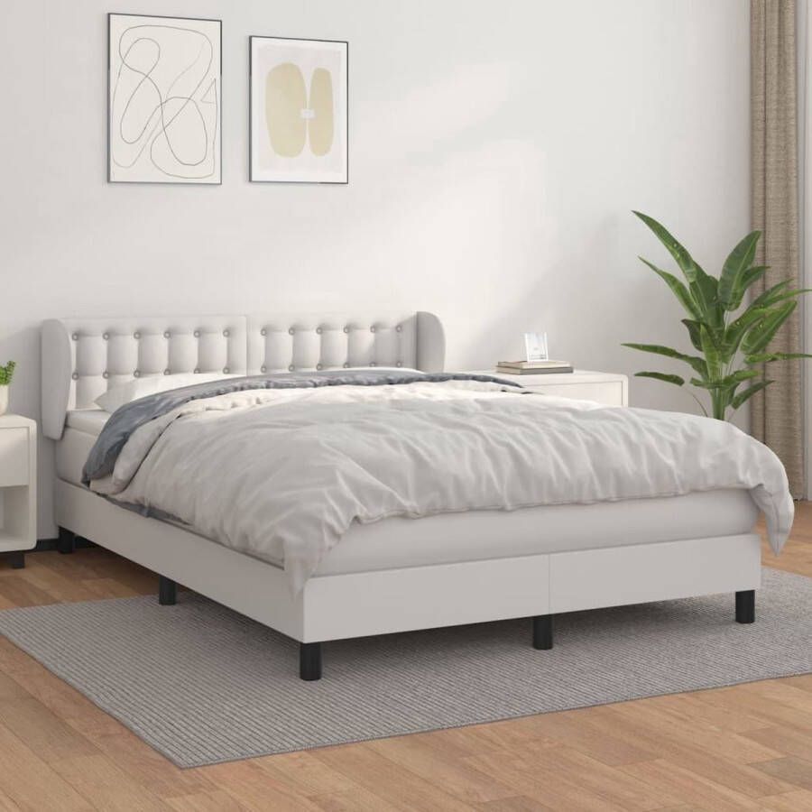 The Living Store Boxspringbed Kunstleer Pocketvering Middelharde ondersteuning 140 x 190 cm Boxspringbed Kunstleder Bed Pocketveer Matras Middenhard Matras Tweepersoonsbed