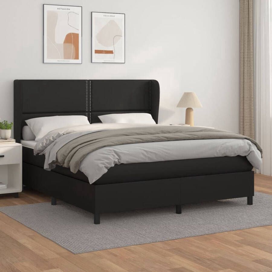 The Living Store Boxspringbed Kunstleer Pocketvering Middelharde ondersteuning Huidvriendelijk Boxspringbed Kunstleder Bed Pocketveer Matras Middenhard Matras Tweepersoons Bed