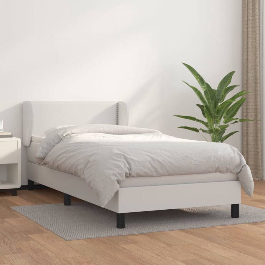 The Living Store Boxspring met matras kunstleer wit 80x200 cm Boxspring Boxsprings Bed Slaapmeubel Boxspringbed Boxspring Bed Tweepersoonsbed Bed Met Matras Bedframe Ledikant Bed Met Hoofdbord - Foto 2
