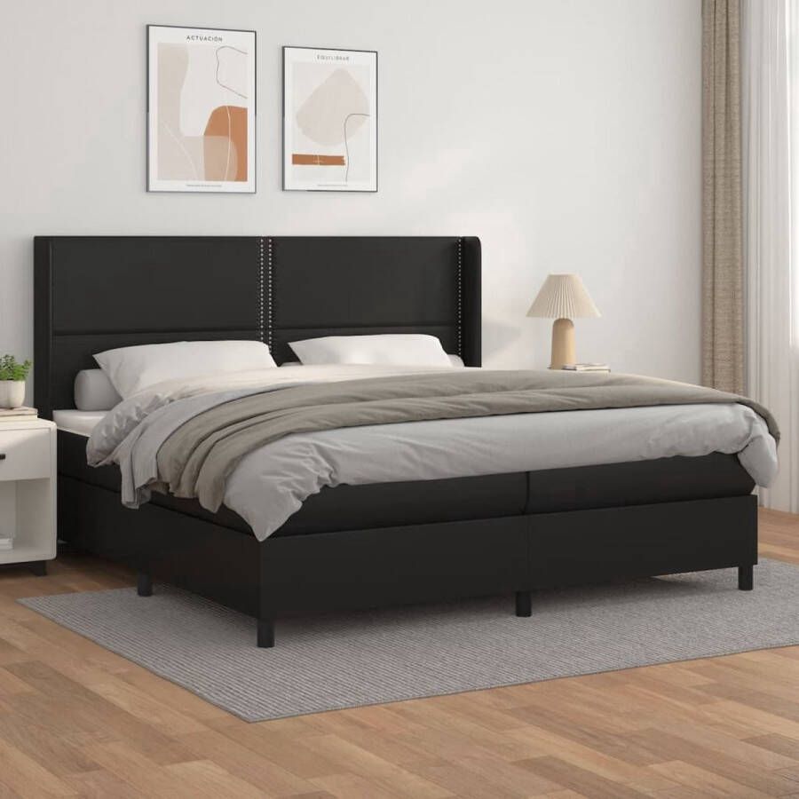 The Living Store Boxspringbed Kunstleren bedframe 203x203x118 128cm Pocketvering matras 100x200x20cm Comfortabel topmatras 200x200x5cm