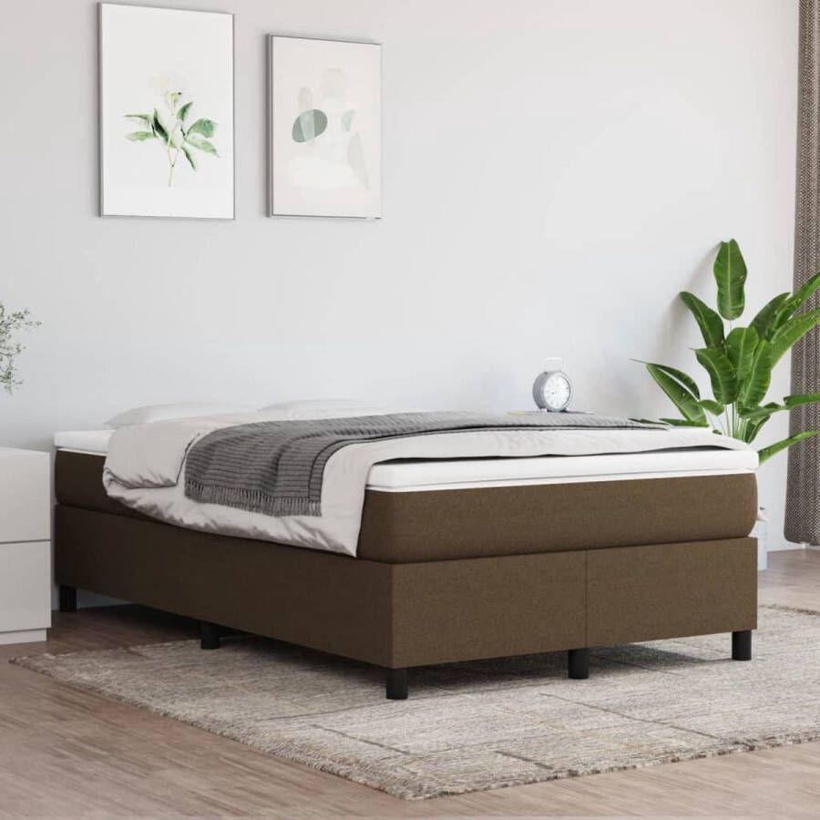 The Living Store Boxspringbed Luxe Bedframe 203 x 120 x 35 cm Donkerbruin Stof Multiplex lattenbodem Middelharde ondersteuning