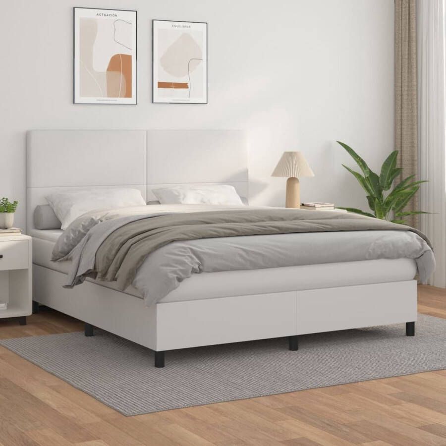 The Living Store Boxspringbed Luxe Kunstleren Bedframe 203 x 180 x 118 128 cm pocketvering matras middelharde ondersteuning Huidvriendelijk topmatras Montagehandleiding inbegrepen
