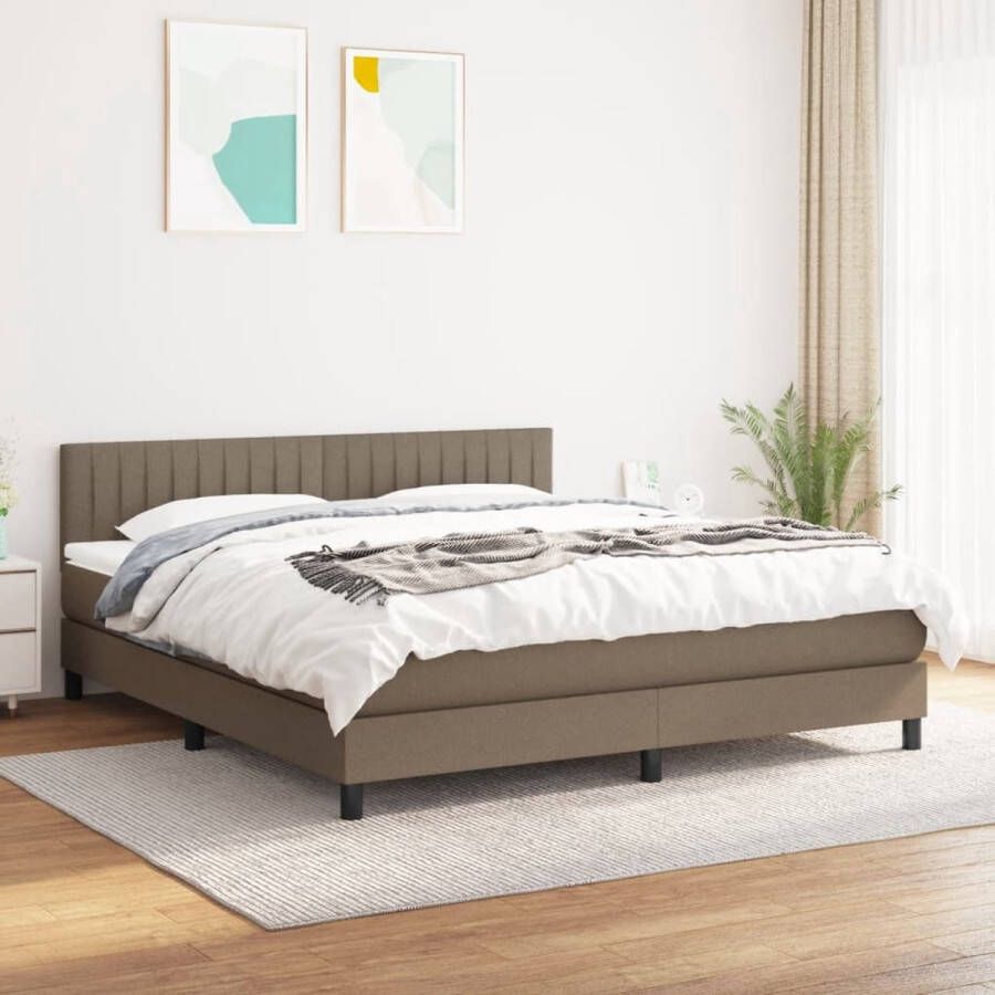 The Living Store Boxspring met matras stof taupe 180x200 cm Boxspringbed Boxspring Bed Slaapcomfort Taupecleur