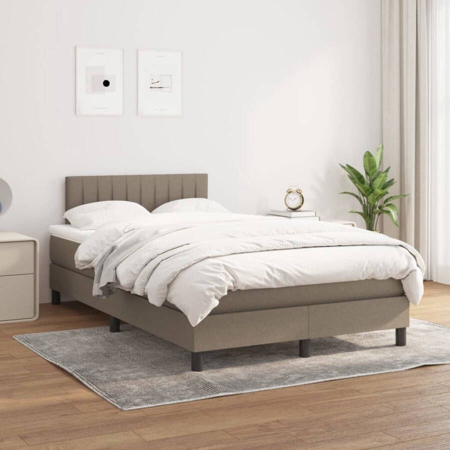 The Living Store Boxspringbed Pocketvering 120 x 200 cm Taupe Boxspringbed Pocketvering Tweepersoonsbed Taupe Slaapkamer Meubels