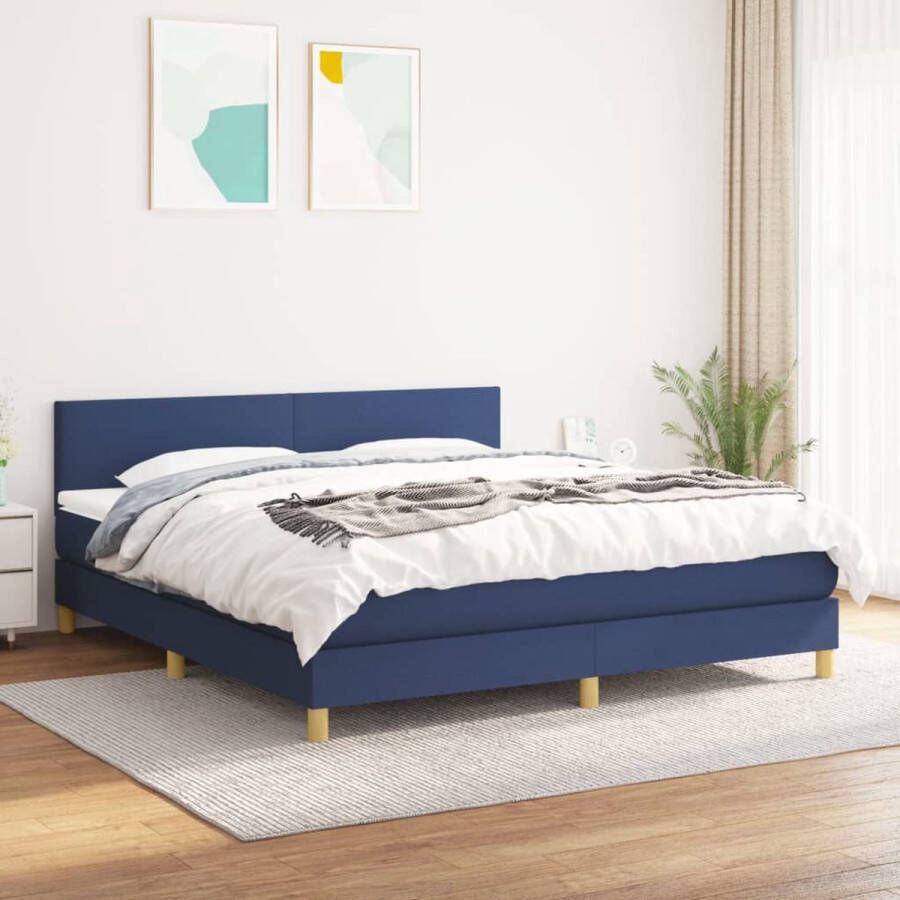 The Living Store Boxspringbed Pocketvering 180 x 200 cm Blauw Boxspringbed Boxspring Tweepersoonsbed Slaapcomfort Pocketed Spring Mattress - Foto 2