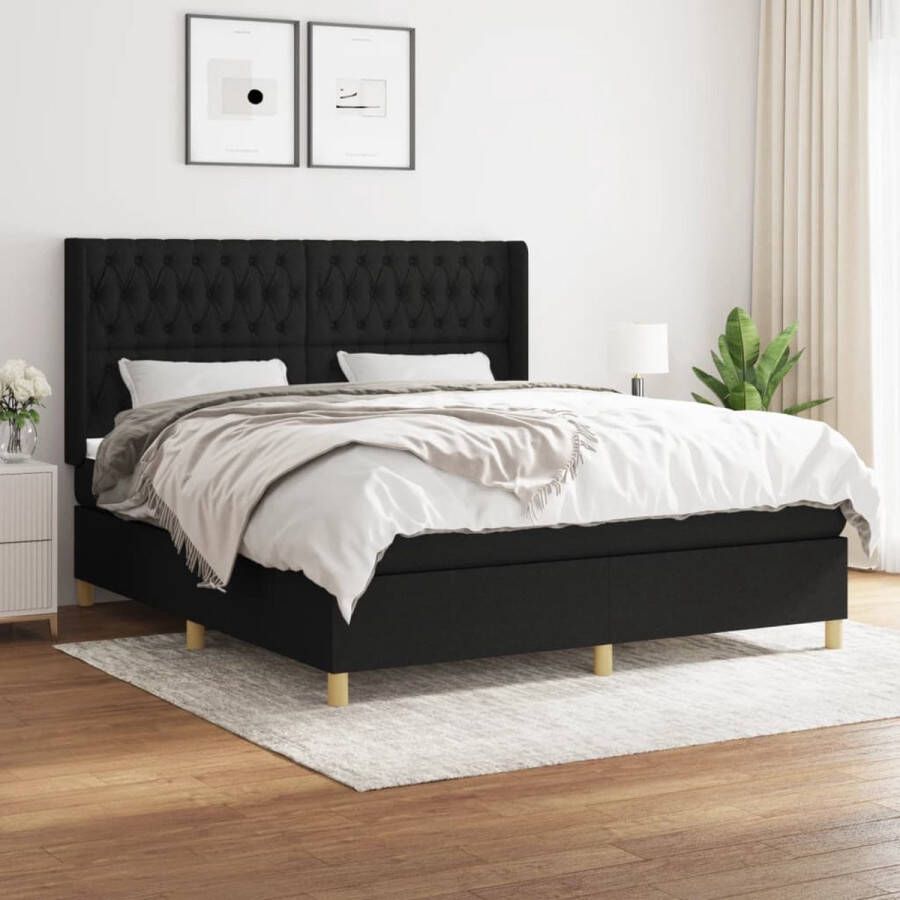 The Living Store Boxspringbed Pocketvering 180x200x118 128 cm Zwart Boxspringbed Boxspring Tweepersoonsbed Slaapcomfort Pocketing Matras - Foto 2