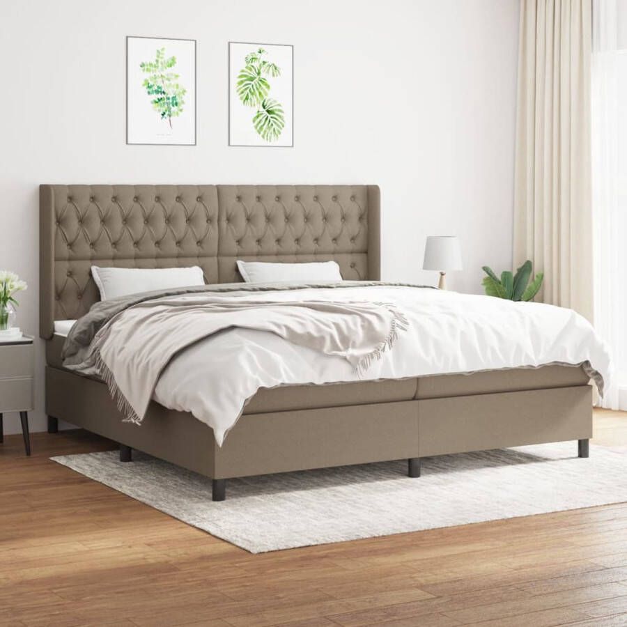 The Living Store Boxspringbed Pocketvering 203x203x118 128 cm Taupe Huidvriendelijk topmatras Duurzaam materiaal Boxspringbed Pocketvering Boxspring Tweepersoonsbed Taupecouleur - Foto 2