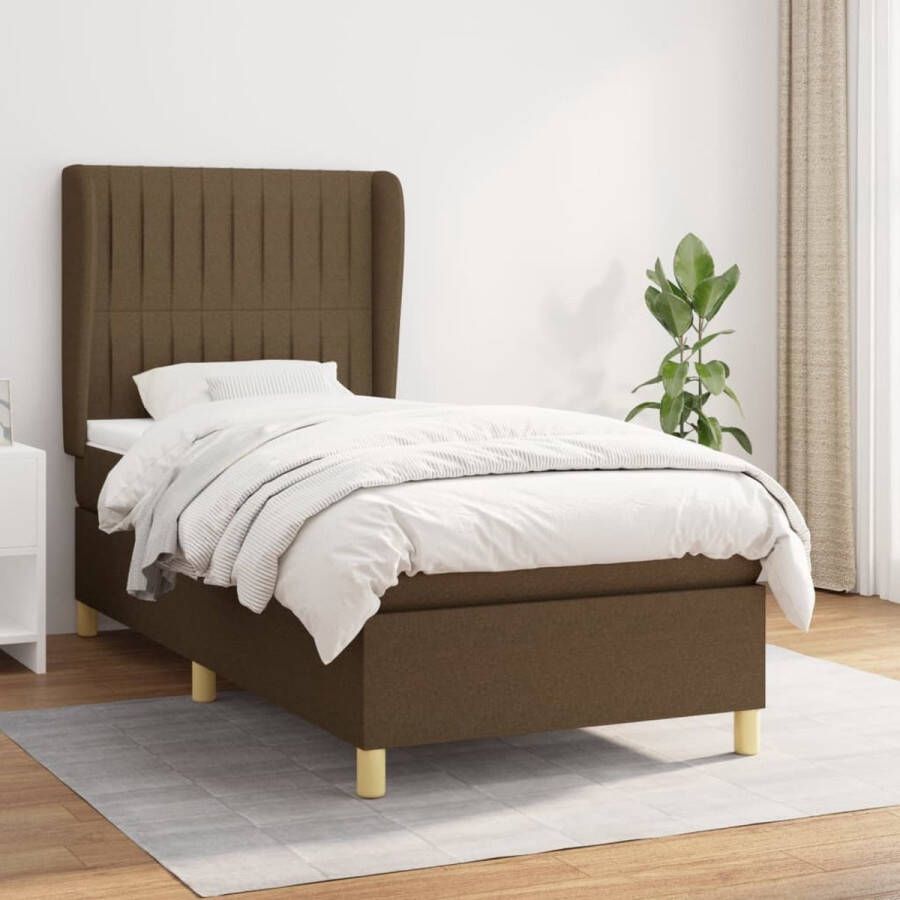 The Living Store Boxspringbed Pocketvering 80 x 200 cm Donkerbruin Huidvriendelijk Boxspringbed Pocketvering Donkere Bruine Kleur Tweepersoonsbed Slaapkamer Meubilair