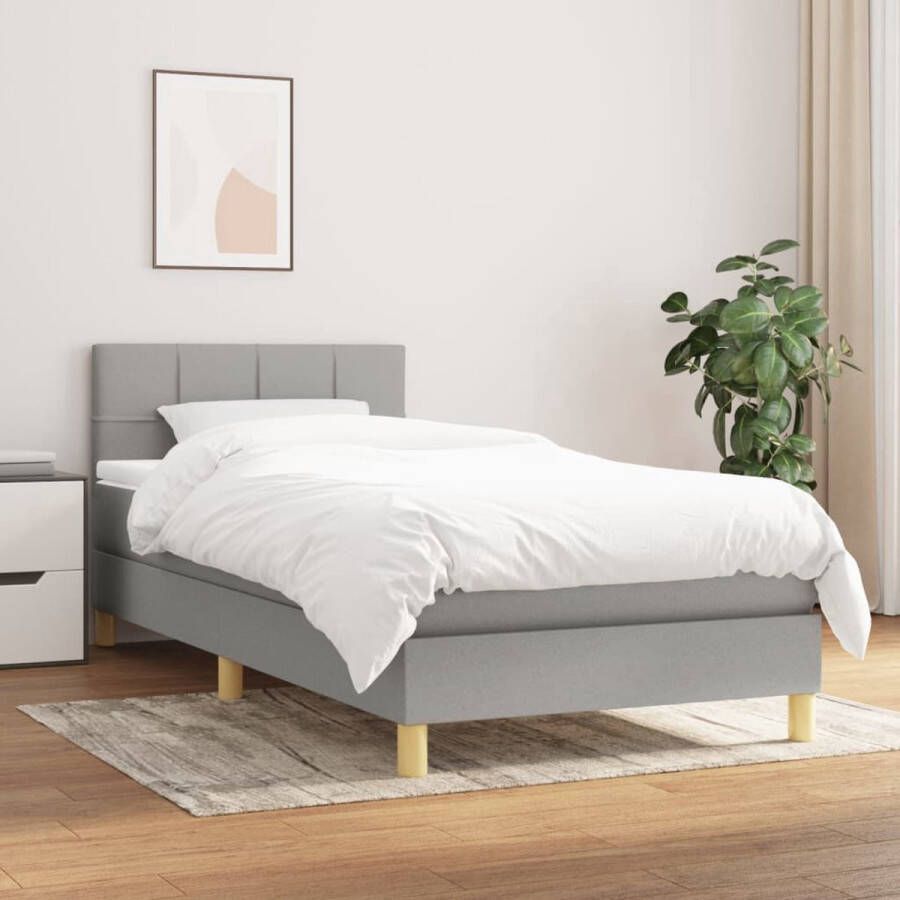 The Living Store Boxspring met matras stof lichtgrijs 80x200 cm Boxspringbed Boxspring Tweepersoonsbed Stapelbed Grijs Bed - Foto 2