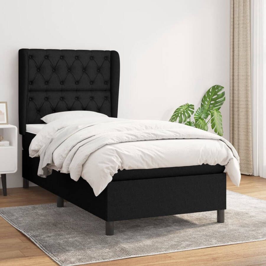 The Living Store Boxspringbed Pocketvering 80x200 cm Zwart Boxspringbed Pocketvering Tweepersoonsbed Slaapkamer Meubilair Zwarte Bed - Foto 2
