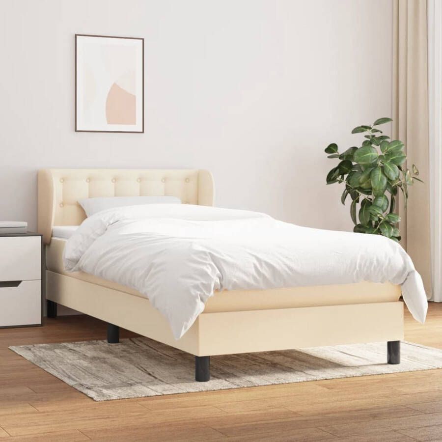 The Living Store Boxspringbed Pocketvering 90x200 Duurzaam comfortabel en huidvriendelijk Boxspringbed Boxspring Pocketvering 90x200 Creme Kleur - Foto 2