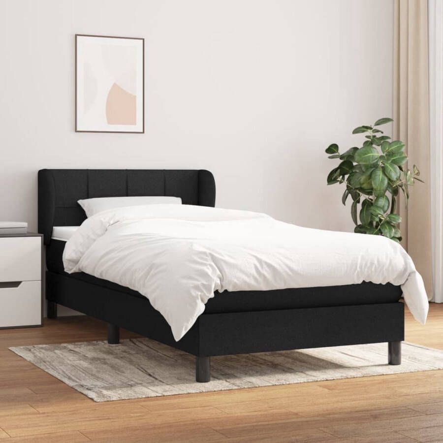 The Living Store Boxspring met matras stof zwart 90x200 cm Boxspringbed Boxspring Tweepersoonsbed Slaapcomfort Pocketveermatras
