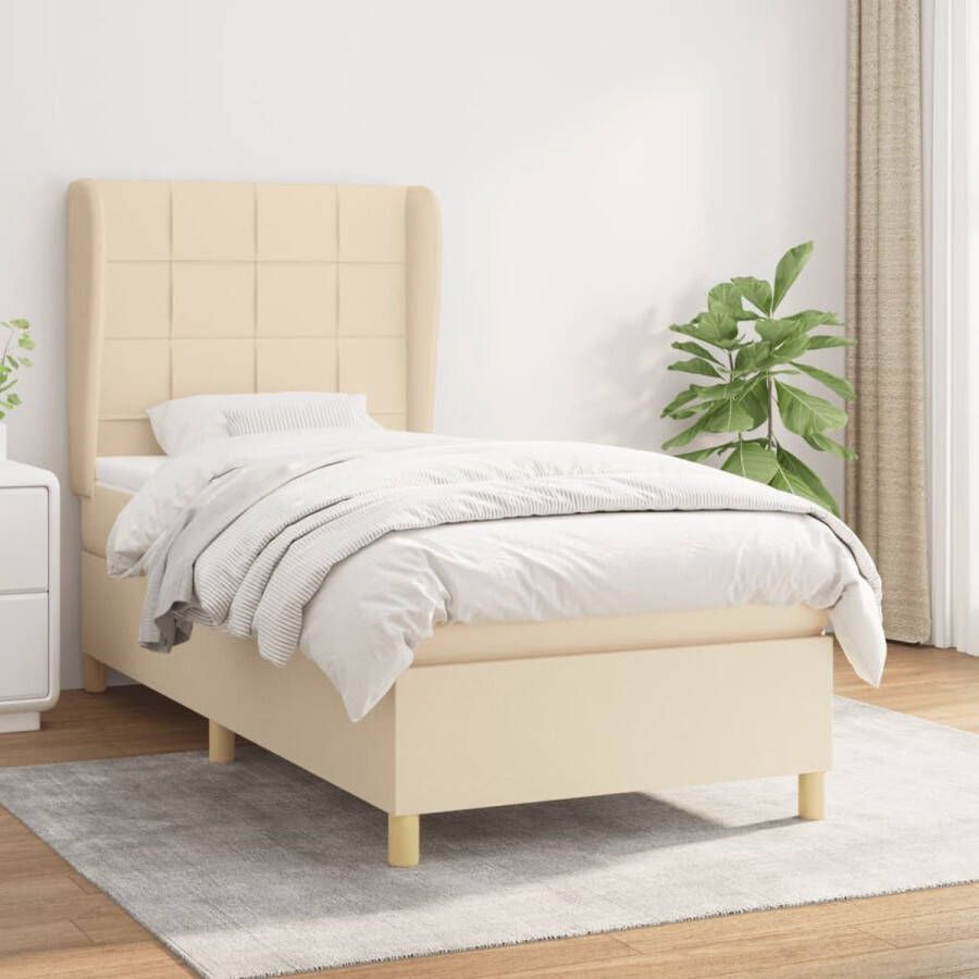 The Living Store Boxspringbed Pocketvering Bed met verstelbaar hoofdbord 90 x 200 Middelharde ondersteuning Huidvriendelijk topmatras