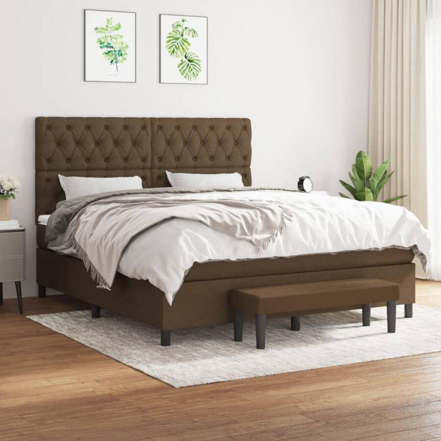 The Living Store Boxspringbed Pocketvering Donkerbruin 160 x 200 cm Duurzaam materiaal Boxspringbed Donkere Bruine Boxspring Pocketveer Matras Tweepersoons Bed Boxspring Frame