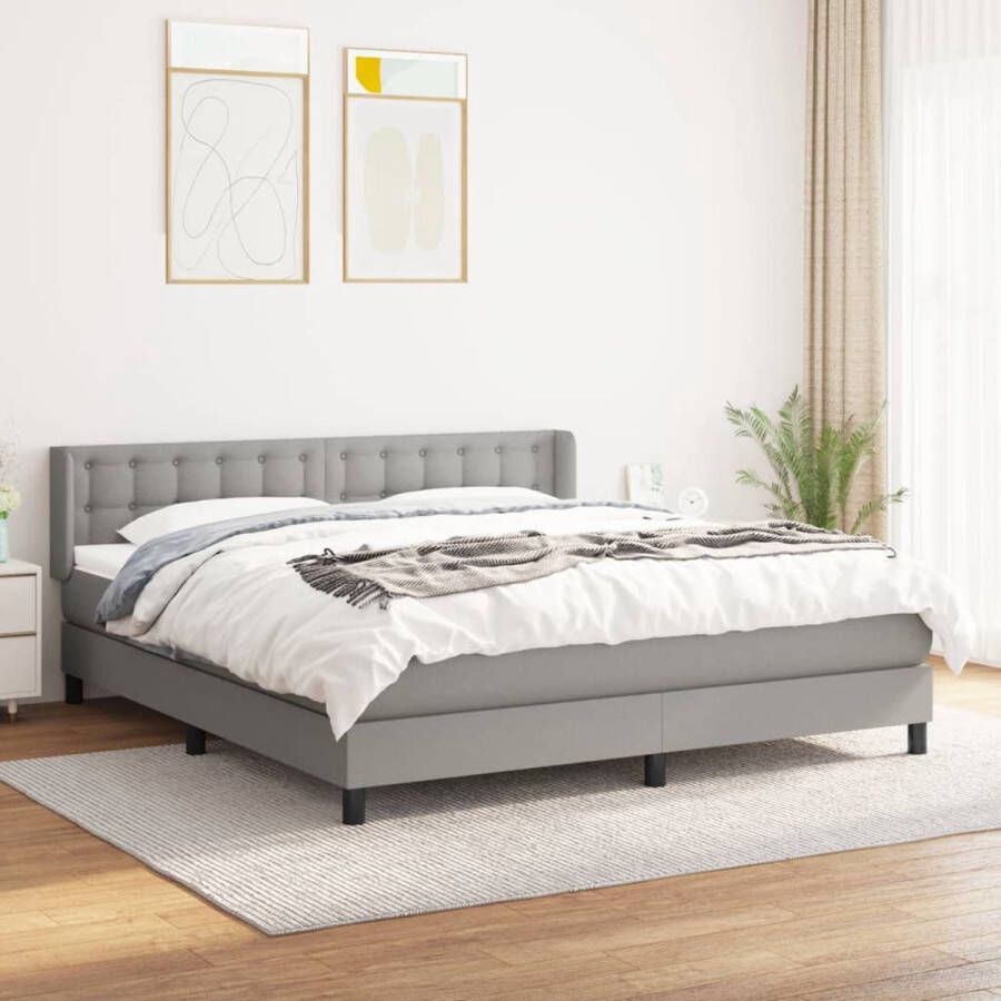 The Living Store Boxspringbed Comfortabele ondersteuning 180x200 cm Duurzaam materiaal Boxspringbed Boxspring Tweepersoonsbed Grijs Bed Frame