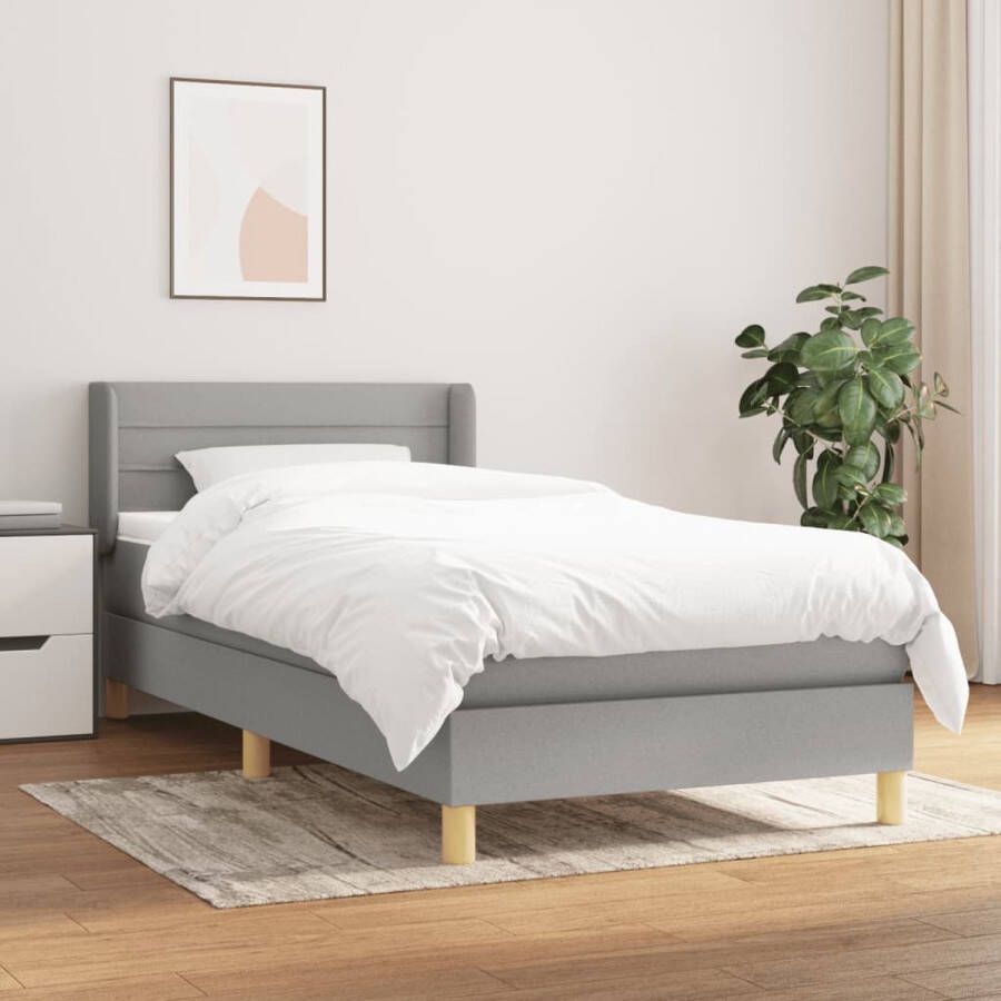 The Living Store Boxspringbed Pocketvering Matras Middelharde Ondersteuning Huidvriendelijk Topmatras Lichtgrijs 203x103x78 88 cm Boxspringbed Boxspring Slaapcomfort Matras Pocketvering