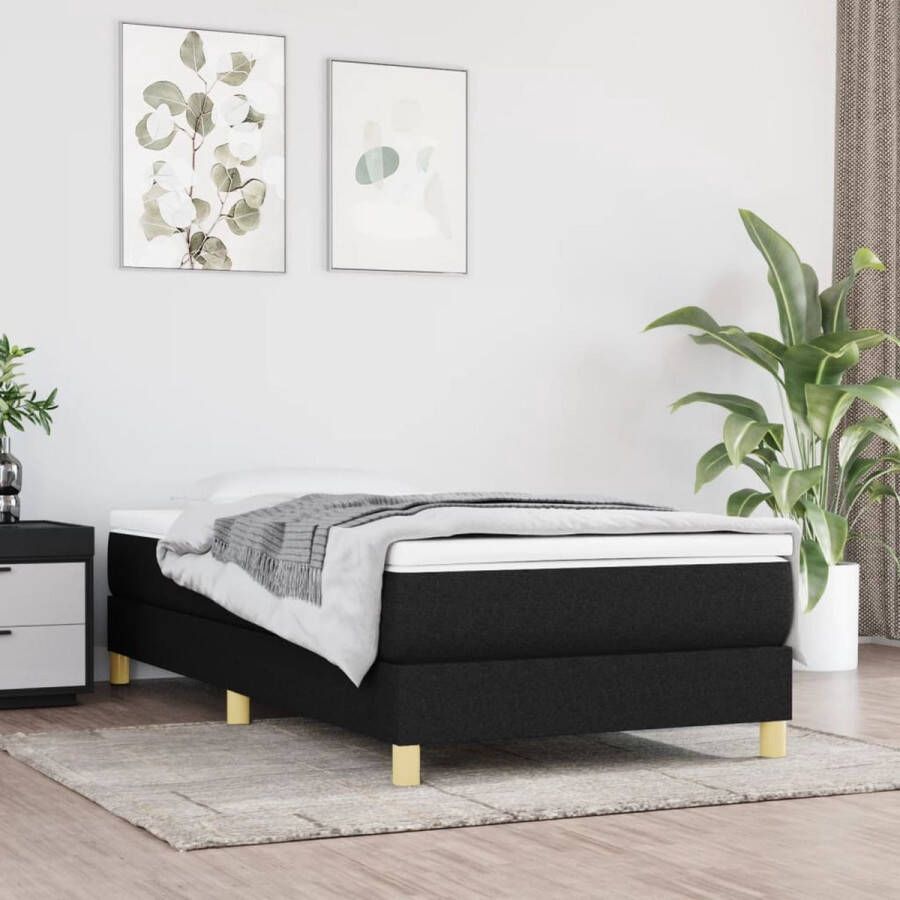 The Living Store Boxspringbed Pocketvering matras Middelharde ondersteuning Huidvriendelijk topmatras Multiplex lattenbodem 203x100x25 Zwart wit Boxspringbed Boxspring Tweepersoonsbed King Size Bed Zware Boxspring - Foto 2
