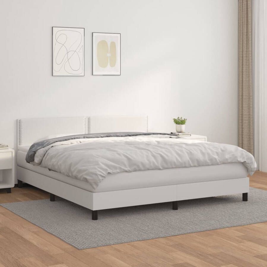 The Living Store Boxspringbed Pocketvering Matras Middelharde Ondersteuning Huidvriendelijk Topmatras Wit 203 x 180 x 78 88 cm