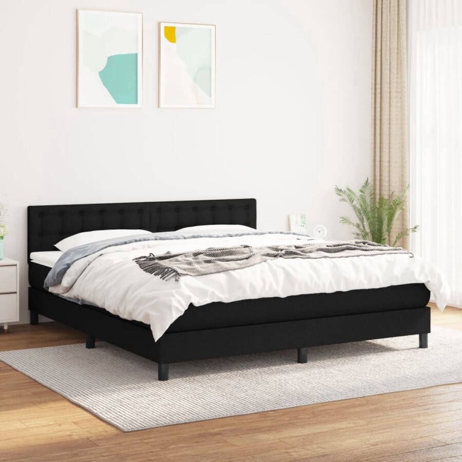 The Living Store Boxspringbed Pocketvering Matras Middelharde Ondersteuning Huidvriendelijk Topmatras Zwart 203x160x78 88cm