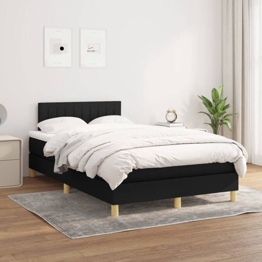 The Living Store Boxspringbed Pocketvering matras Middelharde ondersteuning Huidvriendelijk topmatras Zwart 203 x 120 x 78 88 cm