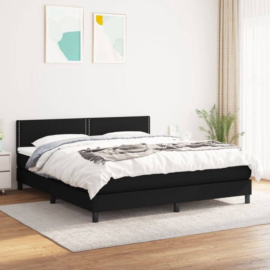 The Living Store Boxspringbed Pocketvering Matras Middelharde Ondersteuning Huidvriendelijk Topmatras Zwart 203 x 160 x 78 88 cm