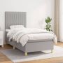 The Living Store Boxspring met matras stof lichtgrijs 90x200 cm Boxspring Boxsprings Bed Slaapmeubel Boxspringbed Boxspring Bed Tweepersoonsbed Bed Met Matras Bedframe Ledikant Bedden - Thumbnail 2