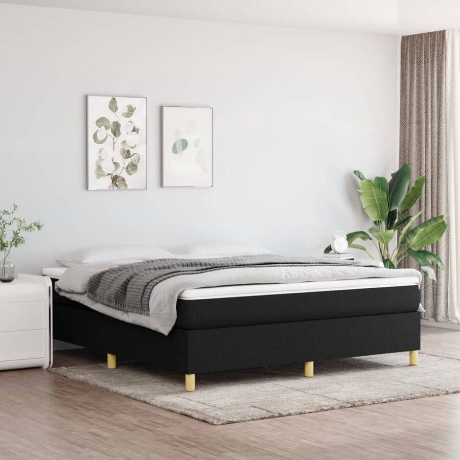 The Living Store Boxspring met matras stof zwart 180x200 cm Boxspring Boxsprings Bed Slaapmeubel Boxspringbed Boxspring Bed Tweepersoonsbed Bed Met Matras Bedframe Ledikant Bedden