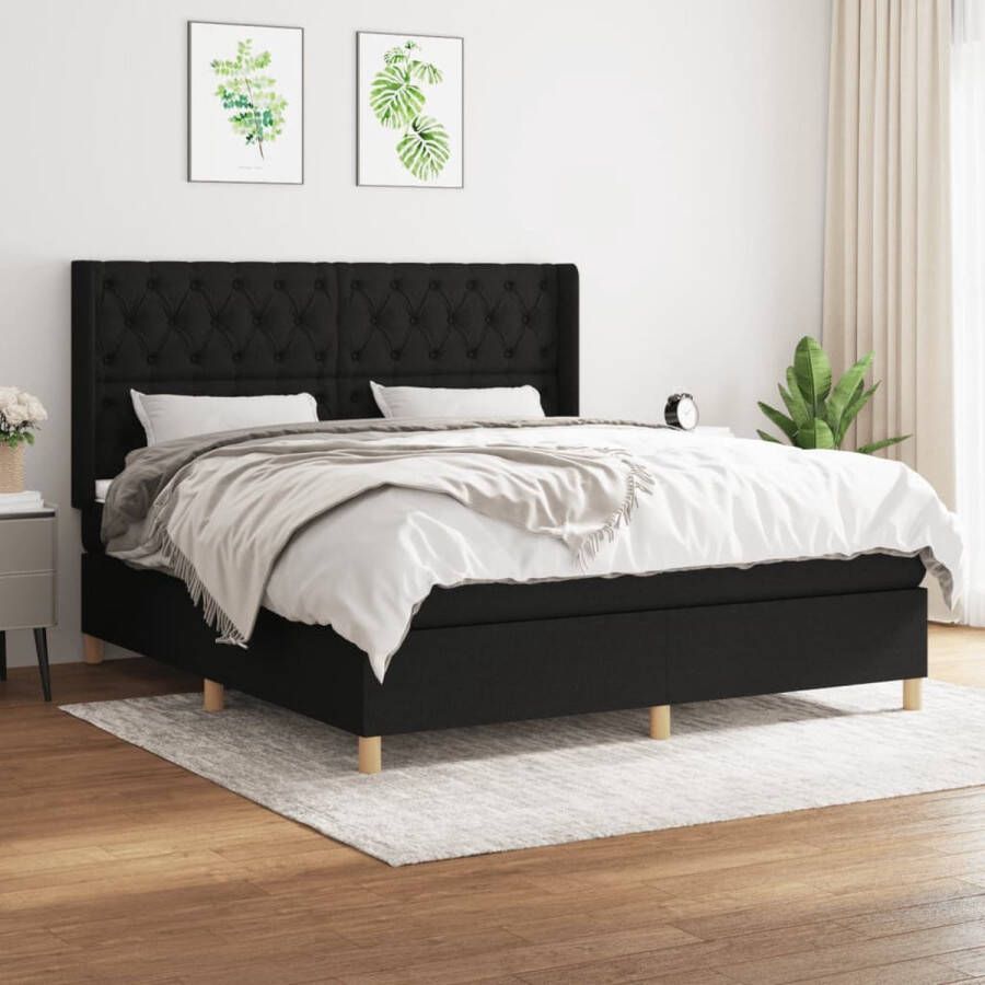 The Living Store Boxspringbed Pocketvering Middelhard 160x200 cm Zwart Boxspringbed Boxspring Tweepersoonsbed Slaapcomfort Pocketing Matras - Foto 2