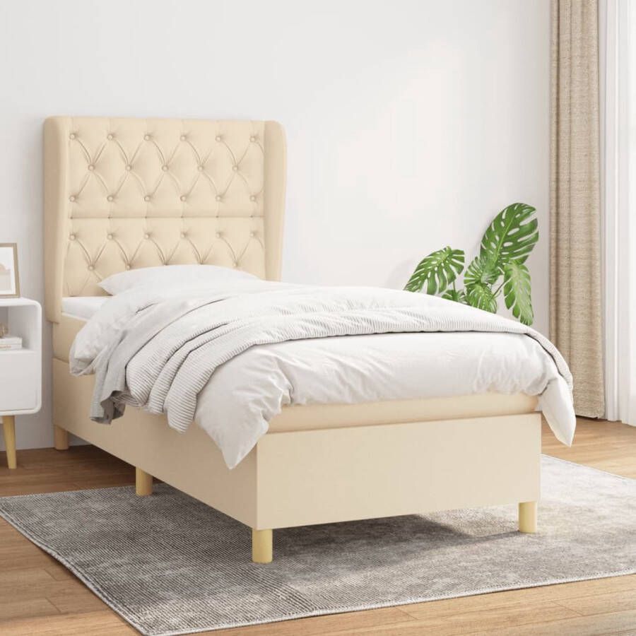 The Living Store Boxspringbed Pocketvering Middelhard Crème 203x83x118 128 cm Boxspringbed Boxspring Slaapcomfort Pocketvering Creme Kleur - Foto 2