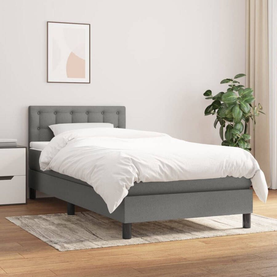 The Living Store Boxspringbed Pocketvering Middelhard Donkergrijs 203x80x78 88 cm Boxspringbed Pocketvering Donkere Kleuren Midden Hard Tweepersoonsbed - Foto 2