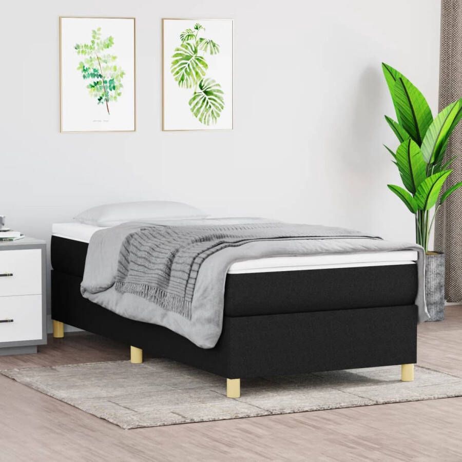 The Living Store Boxspring met matras stof zwart 80x200 cm Boxspring Boxsprings Bed Slaapmeubel Boxspringbed Boxspring Bed Eenpersoonsbed Bed Met Matras Bedframe Ledikant Bedden