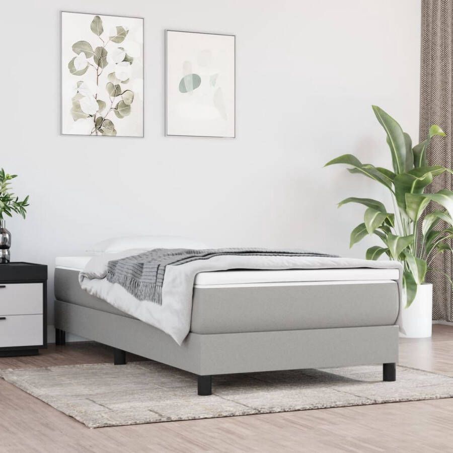 The Living Store Boxspring met matras stof lichtgrijs 100x200 cm Boxspring Boxsprings Bed Slaapmeubel Boxspringbed Boxspring Bed Eenpersoonsbed Bed Met Matras Bedframe Ledikant Bedden