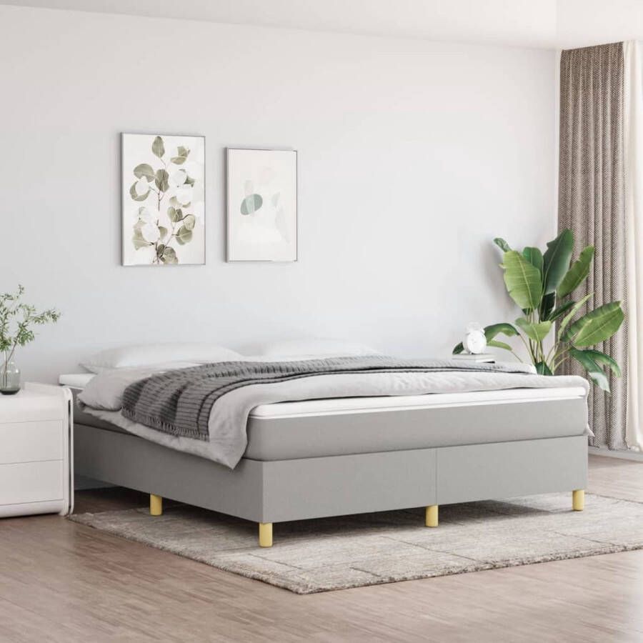 The Living Store Boxspring met matras stof lichtgrijs 180x200 cm Boxspring Boxsprings Bed Slaapmeubel Boxspringbed Boxspring Bed Tweepersoonsbed Bed Met Matras Bedframe Ledikant Bedden
